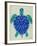 Sea Turtle in Blue– Cat Coquillette-Cat Coquillette-Framed Art Print
