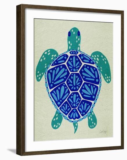 Sea Turtle in Blue– Cat Coquillette-Cat Coquillette-Framed Art Print