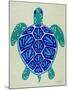 Sea Turtle in Blue– Cat Coquillette-Cat Coquillette-Mounted Art Print