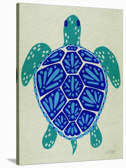 Sea Turtle in Blue– Cat Coquillette-Cat Coquillette-Stretched Canvas