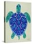 Sea Turtle in Blue– Cat Coquillette-Cat Coquillette-Stretched Canvas