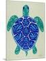 Sea Turtle in Blue– Cat Coquillette-Cat Coquillette-Mounted Art Print