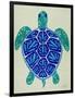 Sea Turtle in Blue– Cat Coquillette-Cat Coquillette-Framed Art Print