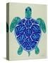 Sea Turtle in Blue– Cat Coquillette-Cat Coquillette-Stretched Canvas