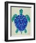 Sea Turtle in Blue– Cat Coquillette-Cat Coquillette-Framed Art Print