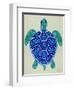 Sea Turtle in Blue– Cat Coquillette-Cat Coquillette-Framed Art Print