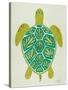 Sea Turtle in Lime-Cat Coquillette-Stretched Canvas