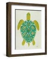 Sea Turtle in Lime-Cat Coquillette-Framed Art Print