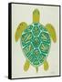 Sea Turtle in Lime-Cat Coquillette-Framed Stretched Canvas