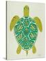 Sea Turtle in Lime-Cat Coquillette-Stretched Canvas