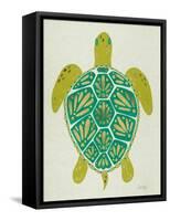 Sea Turtle in Lime-Cat Coquillette-Framed Stretched Canvas