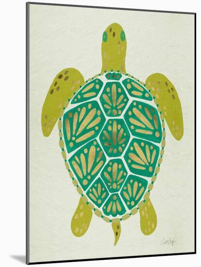 Sea Turtle in Lime-Cat Coquillette-Mounted Art Print