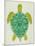 Sea Turtle in Lime-Cat Coquillette-Mounted Art Print