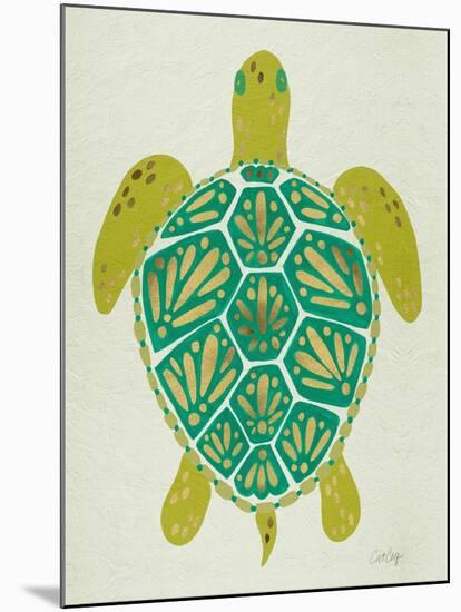 Sea Turtle in Lime-Cat Coquillette-Mounted Art Print