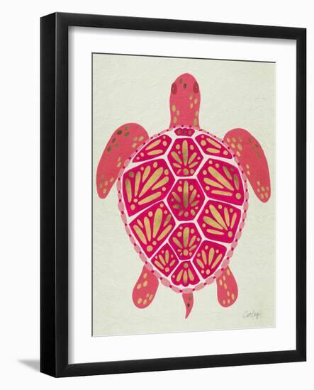 Sea Turtle in Pink and Gold-Cat Coquillette-Framed Art Print