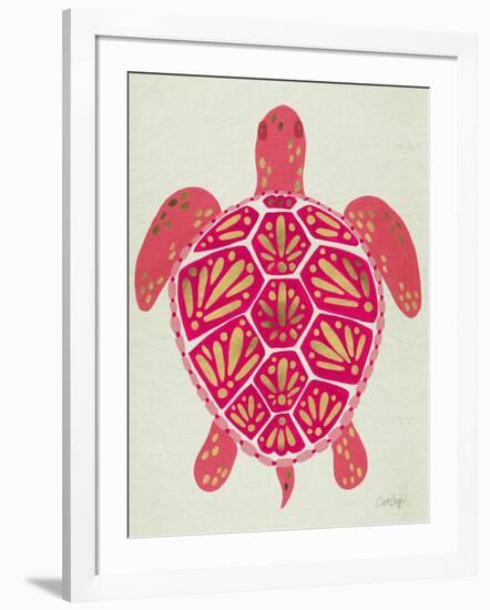 Sea Turtle in Pink and Gold-Cat Coquillette-Framed Art Print