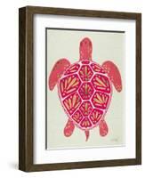 Sea Turtle in Pink and Gold-Cat Coquillette-Framed Art Print