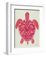 Sea Turtle in Pink and Gold-Cat Coquillette-Framed Art Print