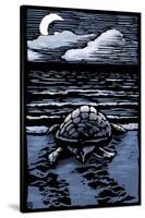 Sea Turtle on Beach - Scratchboard-Lantern Press-Stretched Canvas