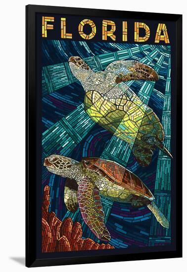 Sea Turtle Paper Mosaic - Florida-Lantern Press-Framed Art Print