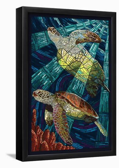 Sea Turtle - Paper Mosaic-null-Framed Poster
