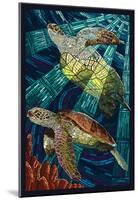 Sea Turtle - Paper Mosaic-null-Mounted Poster