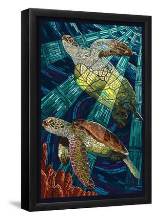 Sea Turtle - Paper Mosaic--Framed Poster