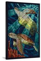 Sea Turtle - Paper Mosaic-Lantern Press-Stretched Canvas