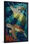Sea Turtle - Paper Mosaic-Lantern Press-Stretched Canvas