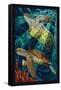 Sea Turtle - Paper Mosaic-Lantern Press-Framed Stretched Canvas