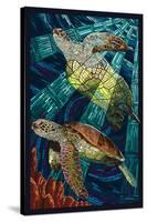 Sea Turtle - Paper Mosaic-Lantern Press-Stretched Canvas