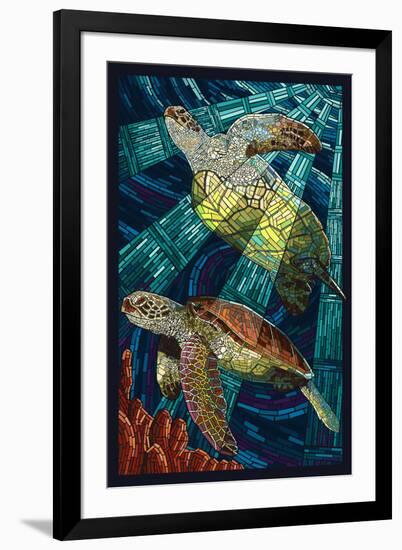 Sea Turtle - Paper Mosaic-Lantern Press-Framed Art Print