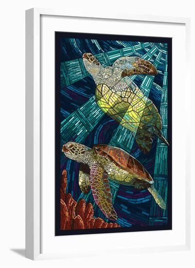 Sea Turtle - Paper Mosaic-Lantern Press-Framed Art Print