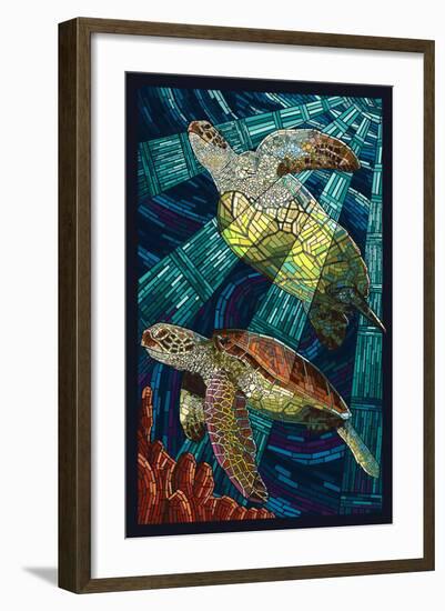 Sea Turtle - Paper Mosaic-Lantern Press-Framed Art Print