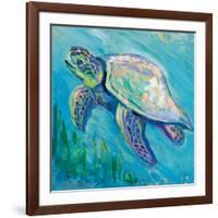 Sea Turtle Swim Light Flipped-Jeanette Vertentes-Framed Art Print