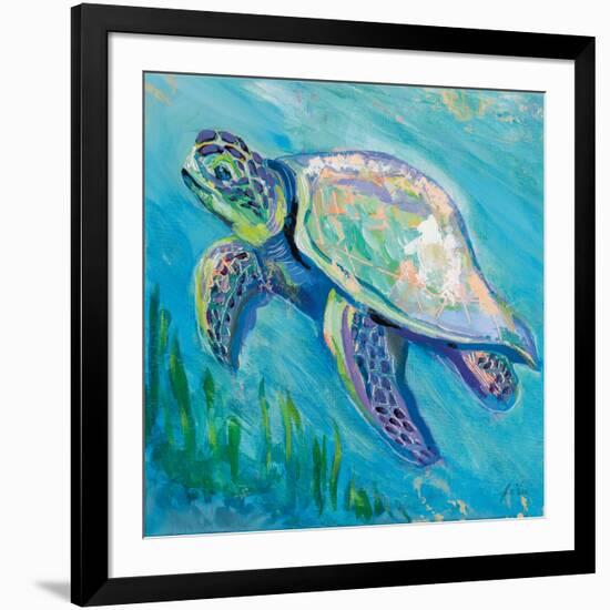 Sea Turtle Swim Light Flipped-Jeanette Vertentes-Framed Art Print