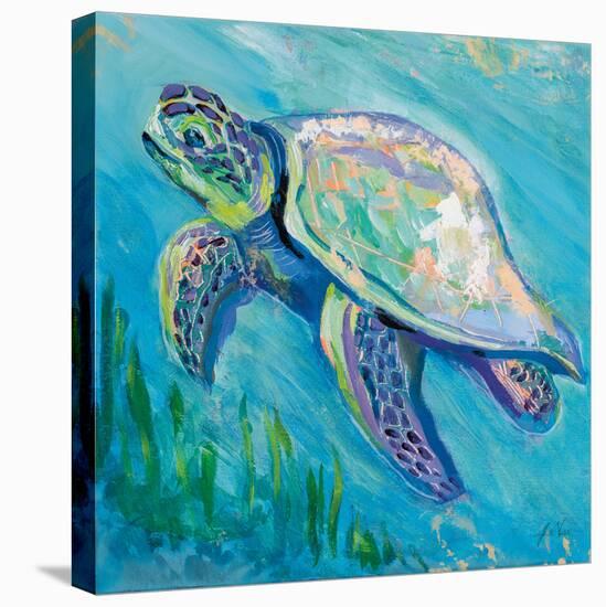 Sea Turtle Swim Light Flipped-Jeanette Vertentes-Stretched Canvas