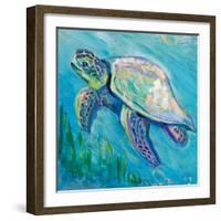 Sea Turtle Swim Light Flipped-Jeanette Vertentes-Framed Art Print