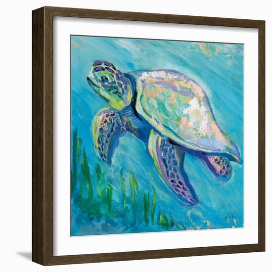 Sea Turtle Swim Light Flipped-Jeanette Vertentes-Framed Art Print