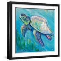 Sea Turtle Swim Light Flipped-Jeanette Vertentes-Framed Art Print