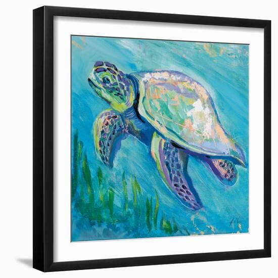 Sea Turtle Swim Light Flipped-Jeanette Vertentes-Framed Art Print