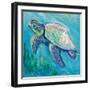 Sea Turtle Swim Light Flipped-Jeanette Vertentes-Framed Art Print