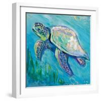 Sea Turtle Swim Light Flipped-Jeanette Vertentes-Framed Art Print