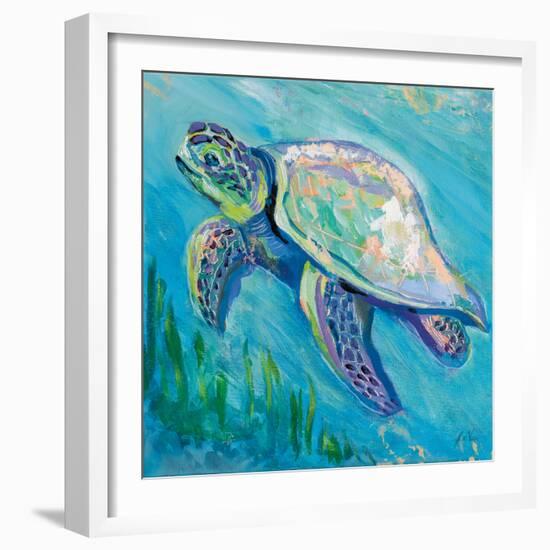 Sea Turtle Swim Light Flipped-Jeanette Vertentes-Framed Art Print