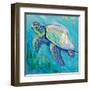 Sea Turtle Swim Light Flipped-Jeanette Vertentes-Framed Art Print