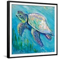 Sea Turtle Swim Light Flipped-Jeanette Vertentes-Framed Premium Giclee Print