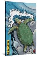 Sea Turtles - Woodblock Print-Lantern Press-Stretched Canvas