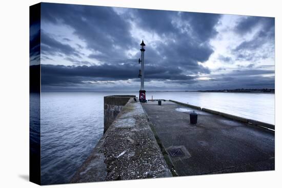 Sea Wall and Harbour Light at Bridlington, East Riding of Yorkshire, England, United Kingdom-Mark Sunderland-Stretched Canvas