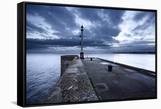 Sea Wall and Harbour Light at Bridlington, East Riding of Yorkshire, England, United Kingdom-Mark Sunderland-Framed Stretched Canvas