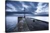 Sea Wall and Harbour Light at Bridlington, East Riding of Yorkshire, England, United Kingdom-Mark Sunderland-Stretched Canvas